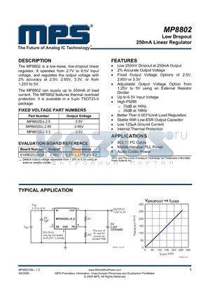 MP8802DJ-3.3 datasheet - Low Dropout 250mA Linear Regulator