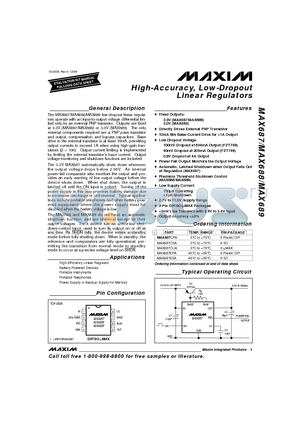 MAX688CUA datasheet - High-Accuracy, Low-Dropout Linear Regulators