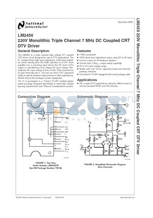 LM2450 datasheet - 220V Monolithic Triple Channel 7 MHz DC Coupled CRT DTV Driver