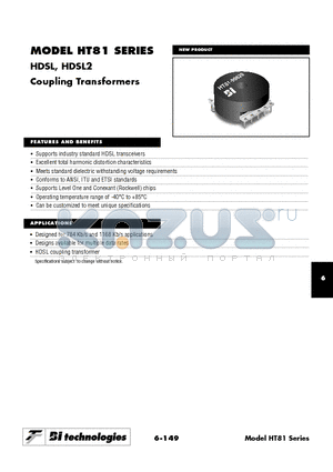 HT81-99647 datasheet - HDSL, HDSL2 Coupling Transformers