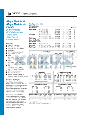 MEGA_MODULE datasheet - 25 to 600 Watts DC-DC Converters Single, Dual,Triple Output Chassis Mount