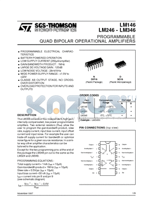 LM246D datasheet - PROGRAMMABLE QUAD BIPOLAR OPERATIONAL AMPLIFIERS