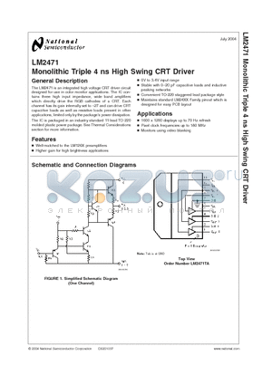 LM2471 datasheet - Monolithic Triple 4 ns High Swing CRT Driver