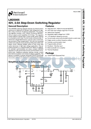 LM25005 datasheet - 42V, 2.5A Step-Down Switching Regulator