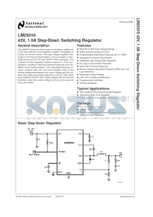 LM25010MH datasheet - 42V, 1.0A Step-Down Switching Regulator