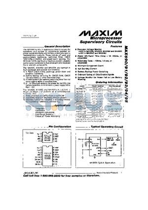 MAX690CPA datasheet - Microprocessor Supervisory Circuits