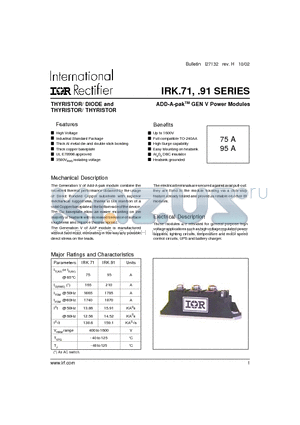 IRKT/9110AS90 datasheet - ADD - A - pak-TM GEN V Power Modules