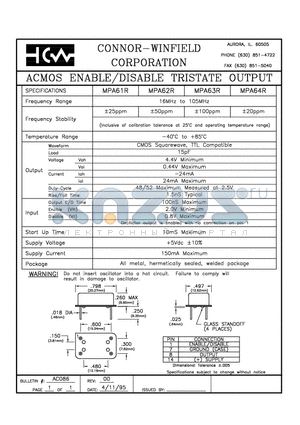 MPA61R datasheet - ACMOS ENABLE/DISABLE TRISTATE OUTPUT