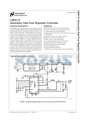 LM25115 datasheet - Secondary Side Post Regulator Controller