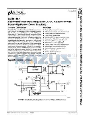 LM25115A datasheet - Secondary Side Post Regulator/DC-DC Converter with Power-Up/Power-Down Tracking