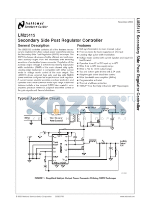 LM25115MTX datasheet - Secondary Side Post Regulator Controller