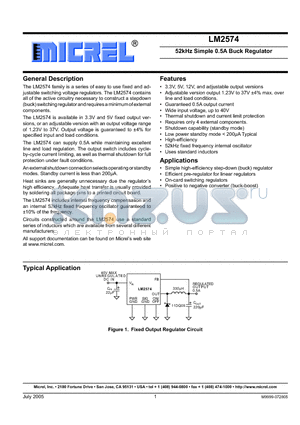 LM2574-3.3YN datasheet - 52kHz Simple 0.5A Buck Regulator