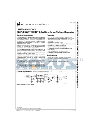 LM2574HVM-12 datasheet - SIMPLE SWITCHER 0.5A Step-Down Voltage Regulator