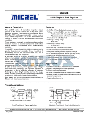 LM2575-12BU datasheet - 52kHz Simple 1A Buck Regulator