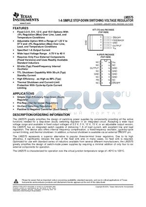 LM2575-15IKTT datasheet - 1-A SIMPLE STEP DOWN SWITCHING VOLTAGE REGULATOR