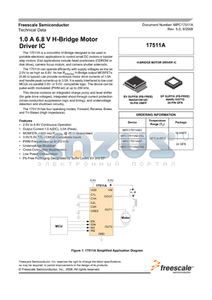 MPC17511AEV datasheet - 1.0 A 6.8 V H-Bridge Motor Driver IC