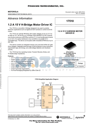 MPC17510EJ datasheet - 1.2 A 15 V H-Bridge Motor Driver IC