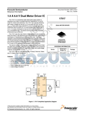 MPC17517DTBR2 datasheet - 1.0 A 6.8 V Dual Motor Driver IC
