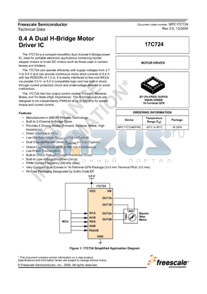 MPC17C724 datasheet - 0.4 A Dual H-Bridge Motor Driver IC