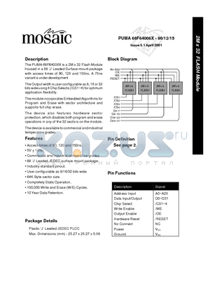 PUMA68F64006X-90 datasheet - 2M x 32 FLASH Module