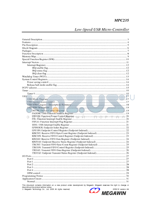 MPC235E2 datasheet - Low-Speed USB Micro-Controller