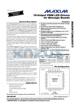 MAX6973ATJ+ datasheet - 16-Output PWM LED Drivers for Message Boards