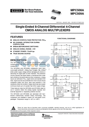 MPC508AU datasheet - Single-Ended 8-Channel/Differential 4-Channel CMOS ANALOG MULTIPLEXERS