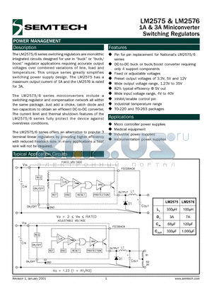 LM2575T-12 datasheet - 1A & 3A Miniconverter Switching Regulators