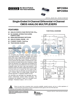 MPC508AU/1KG4 datasheet - Single-Ended 8-Channel/Differential 4-Channel CMOS ANALOG MULTIPLEXERS