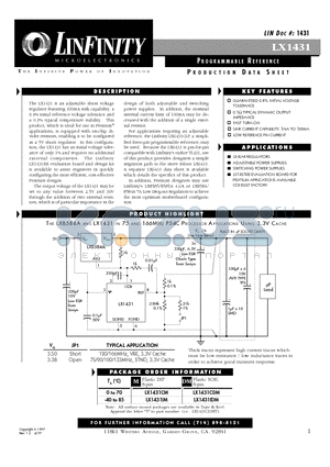 LX1431IM datasheet - PROGRAMMABLE REFERENCE