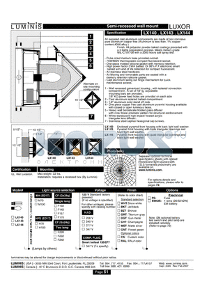 LX144 datasheet - Semi-recessed wall mount