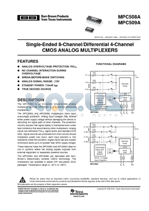 MPC508AU/1K datasheet - Single-Ended 8-Channel/Differential 4-Channel CMOS ANALOG MULTIPLEXERS