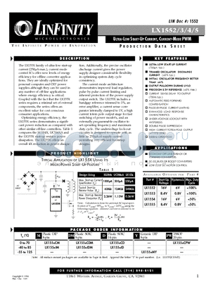 LX1555 datasheet - ULTRA-LOW START-UP CURRENT, CURRENT-MODE PWM