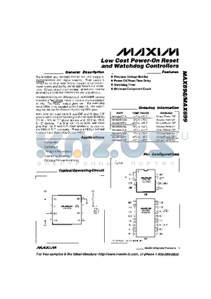 MAX698CPA datasheet - Low Cost Power-On Reset and Watchdog Controllers
