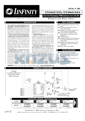 LX1663 datasheet - SINGLE-CHIP PROGRAMMABLE PWM CONTROLLERS WITH 5-BIT DAC