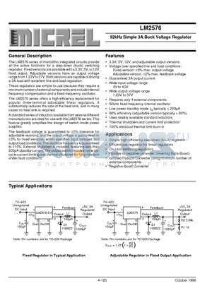 LM2576-12BT datasheet - 52kHz Simple 3A Buck Voltage Regulator