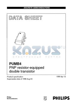 PUMB4 datasheet - PNP resistor-equipped double transistor