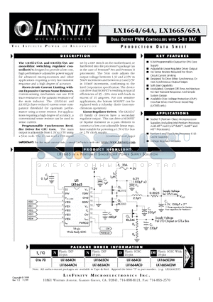 LX1664A datasheet - DUAL OUTPUT PWM CONTROLLERS WITH 5-BIT DAC