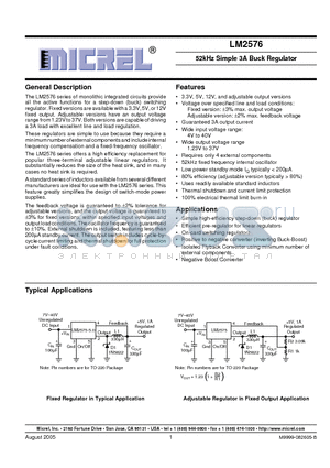 LM2576-5.0BU datasheet - 52kHz Simple 3A Buck Regulator