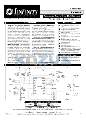 LX1668CDW datasheet - PROGRAMMABLE MULTIPLE OUTPUT DC:DC CONTROLLER