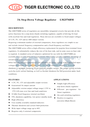 LM2576BM datasheet - 3A Step-Down Voltage Regulator