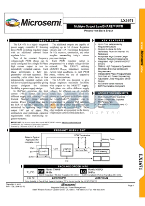 LX1671CLQ-TR datasheet - Multiple Output LoadSHARE PWM