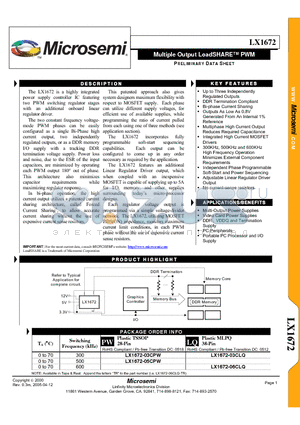 LX1672-03CPW datasheet - Multiple Output LoadSHARE PWM