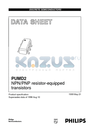 PUMD2 datasheet - NPN/PNP resistor-equipped transistors