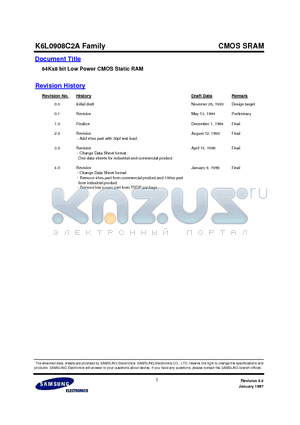 K6L0908C2A datasheet - 64Kx8 bit Low Power CMOS Static RAM