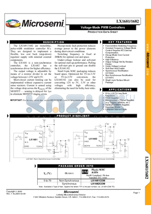 LX1682CDM-TR datasheet - Voltage-Mode PWM Controllers
