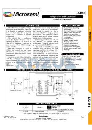 LX1684CD-TR datasheet - Voltage-Mode PWM Controller