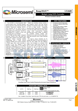 LX1688 datasheet - Multiple Lamp CCFL Controller