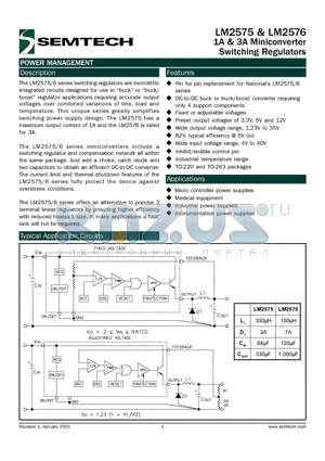 LM2576S datasheet - 1A & 3A Miniconverter Switching Regulators