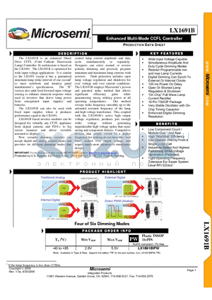 LX1691B_06 datasheet - Enhanced Multi-Mode CCFL Controller